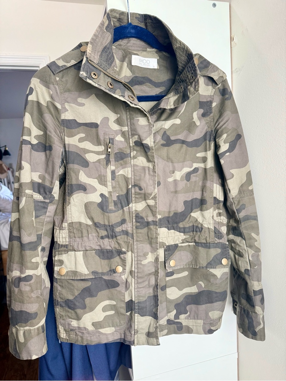 ModCloth Women's Camouflage Utility Jacket - Olive Green